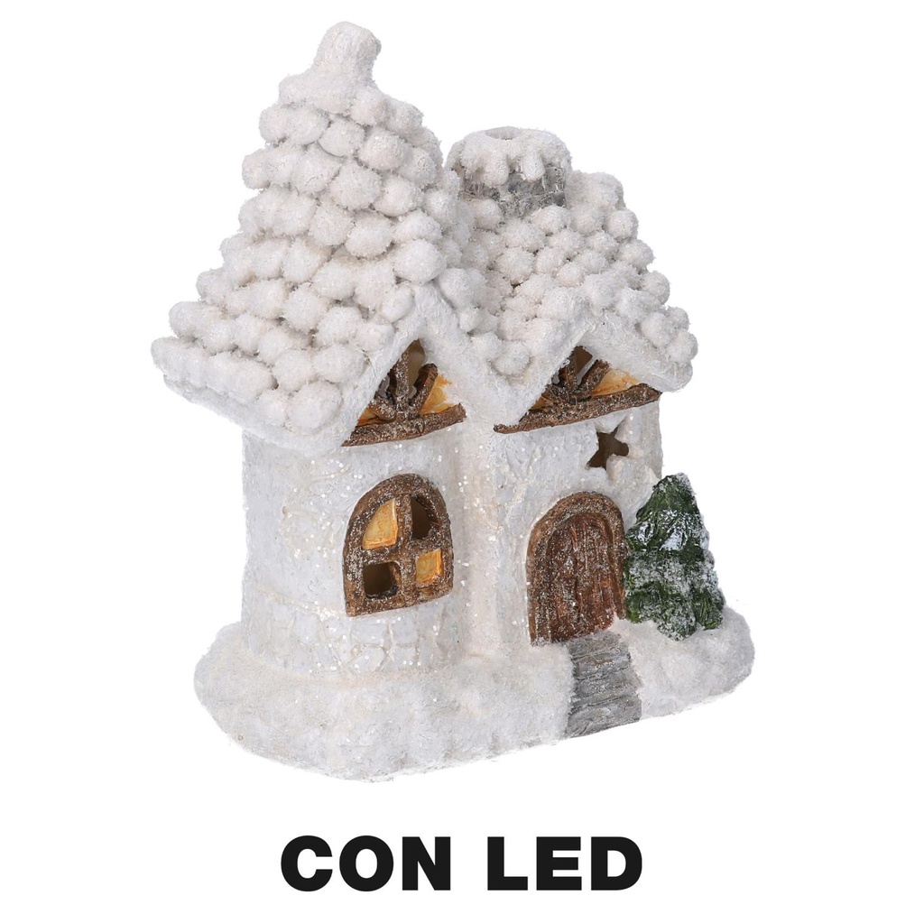 Casetta in Resina con LED Bianco 17x11,5x22 cm