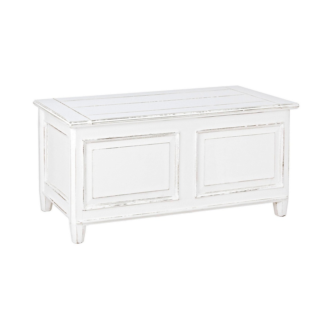 Cassapanca rustica in legno nobilitato bianco - Dimensioni: 100x48x48 cm