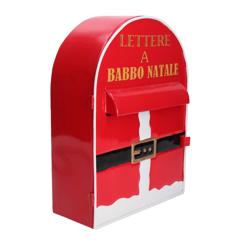 Cassetta Posta Babbo Natale Rossa in Metallo - Dimensioni 22,5x12x30 cm