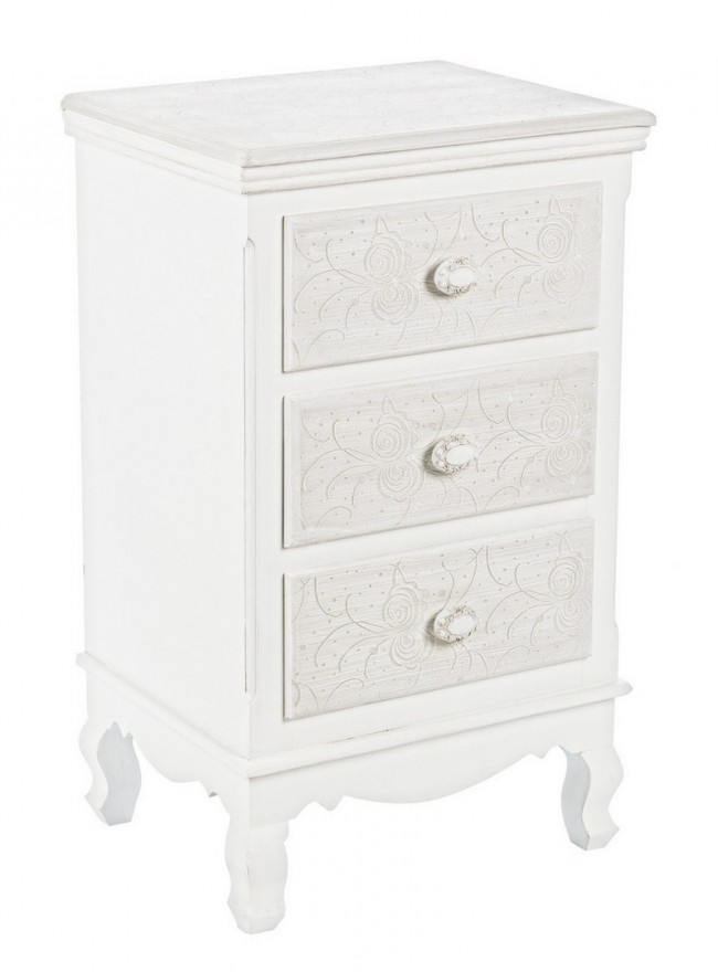 Cassettiera 3C Clorine - 41a x 33.5b x 68,5h - Design Floreale Intarsiato