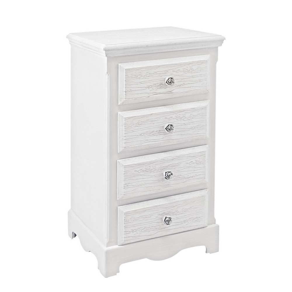 Cassettiera 4 cassetti bianco stile classico 40x30x76 cm