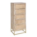 Cassettiera 5 cassetti naturale in legno stile vintage - Misure: 45x35x104 cm