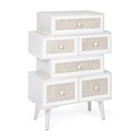 Cassettiera 6 Cassetti Bianco Montiel in Legno Stile Rustico - Dimensioni 60x30x83 cm