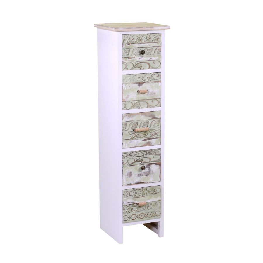 Cassettiera Verde 5 Cassetti - Dimensioni: 30.5x28.5x113 cm