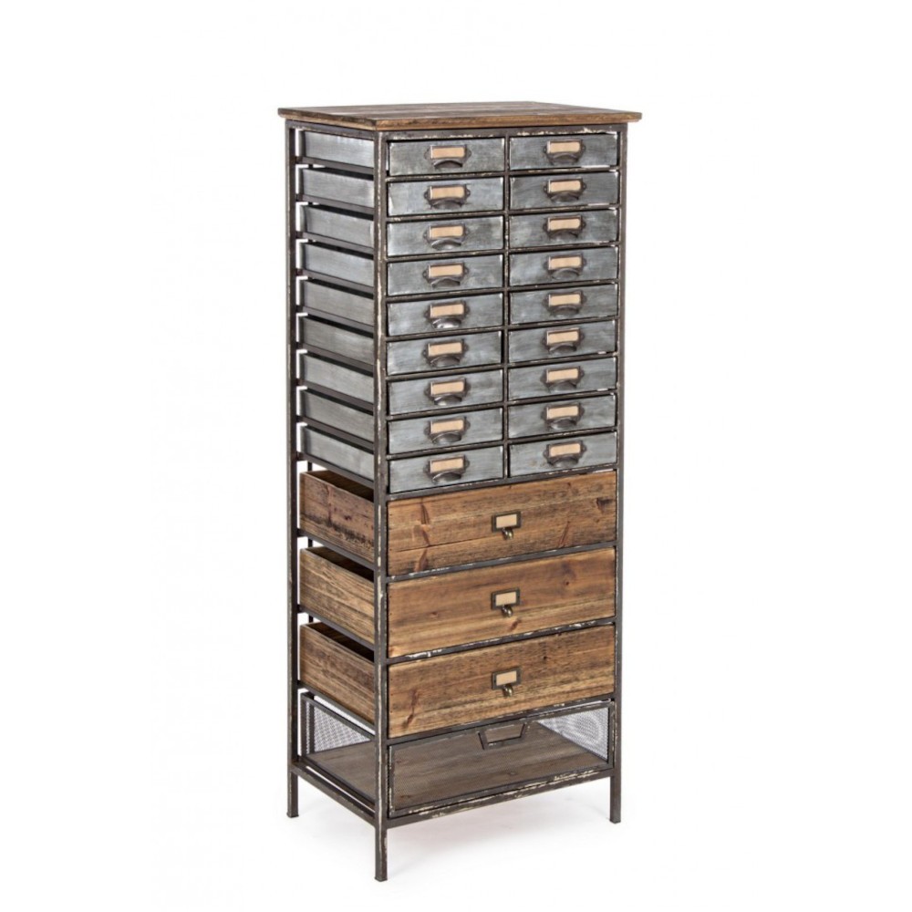 Cassettiera in acciaio e legno 129.5h cm
