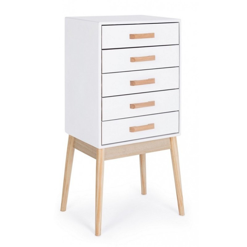 Cassettiera bianca 5 cassetti 88h cm