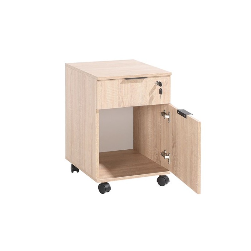 Cassettiera da ufficio con ruote colore sonoma cm 41x41xh.61