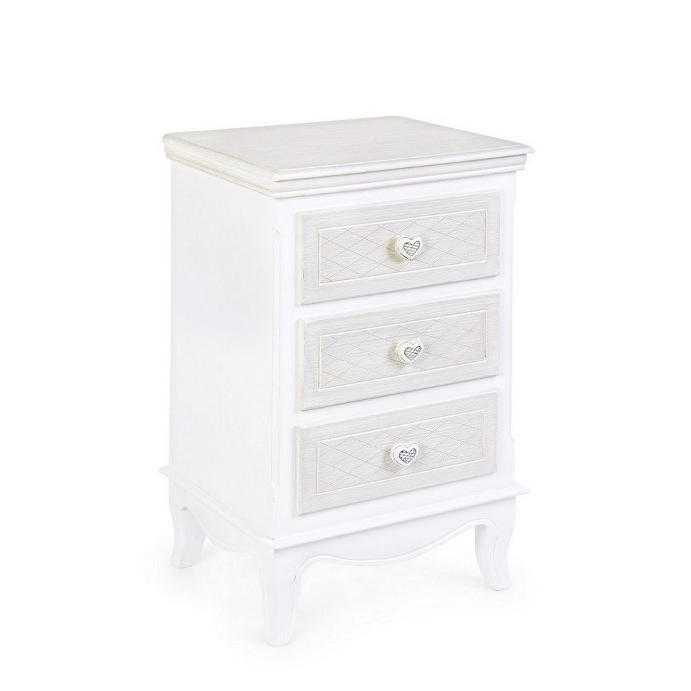Cassettiera in legno bianco con 3 cassetti Charlene 41 x 33,5 x 68,5 cm