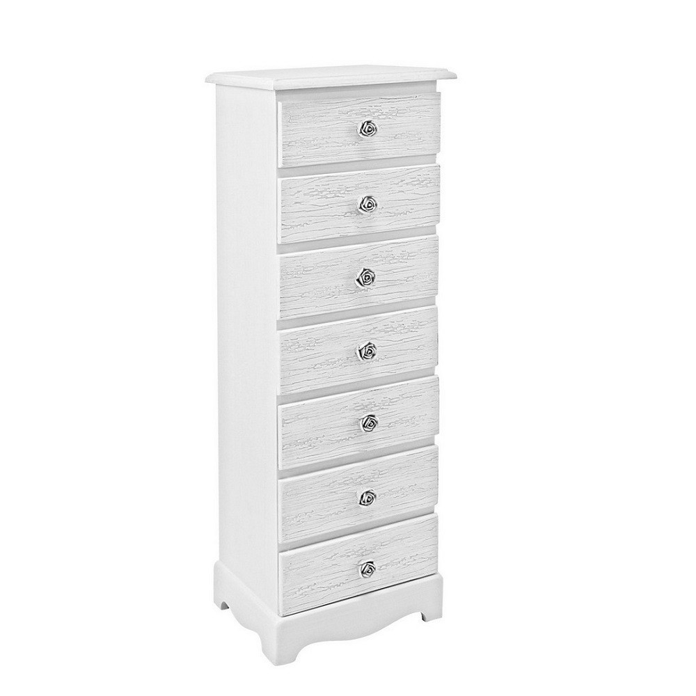 Cassettiera in legno bianco con 7 cassetti - Blanc cm 29 x 23 x 89