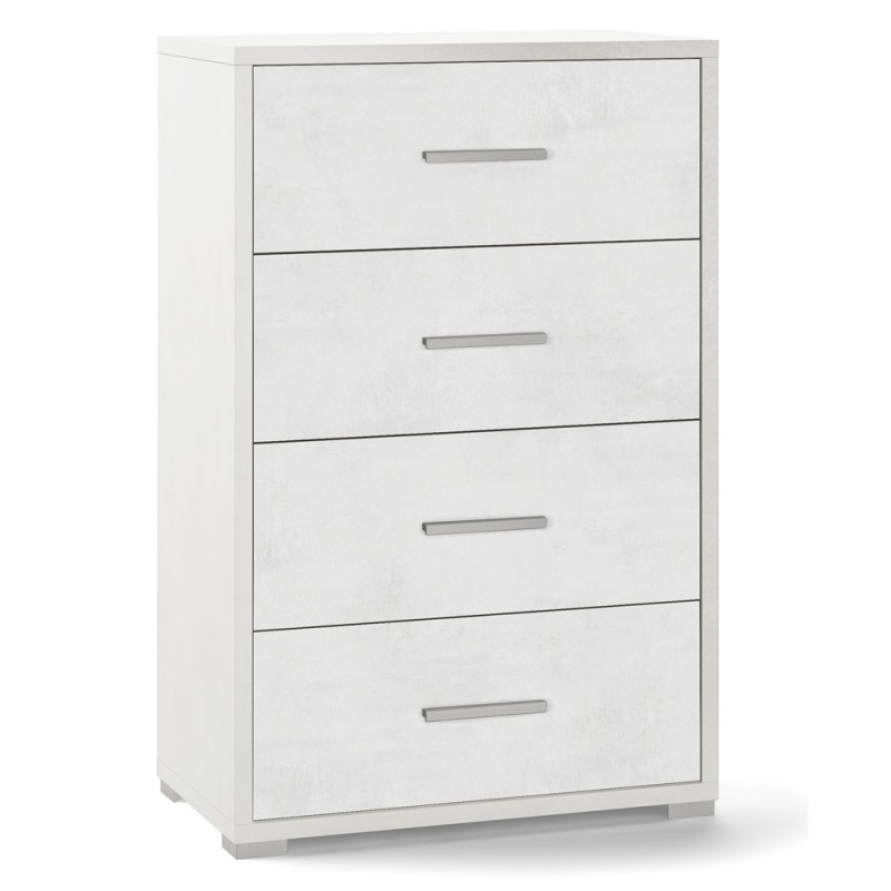 Cassettiera per ufficio con quattro cassetti Bianco Ossido 51x41x h110 cm