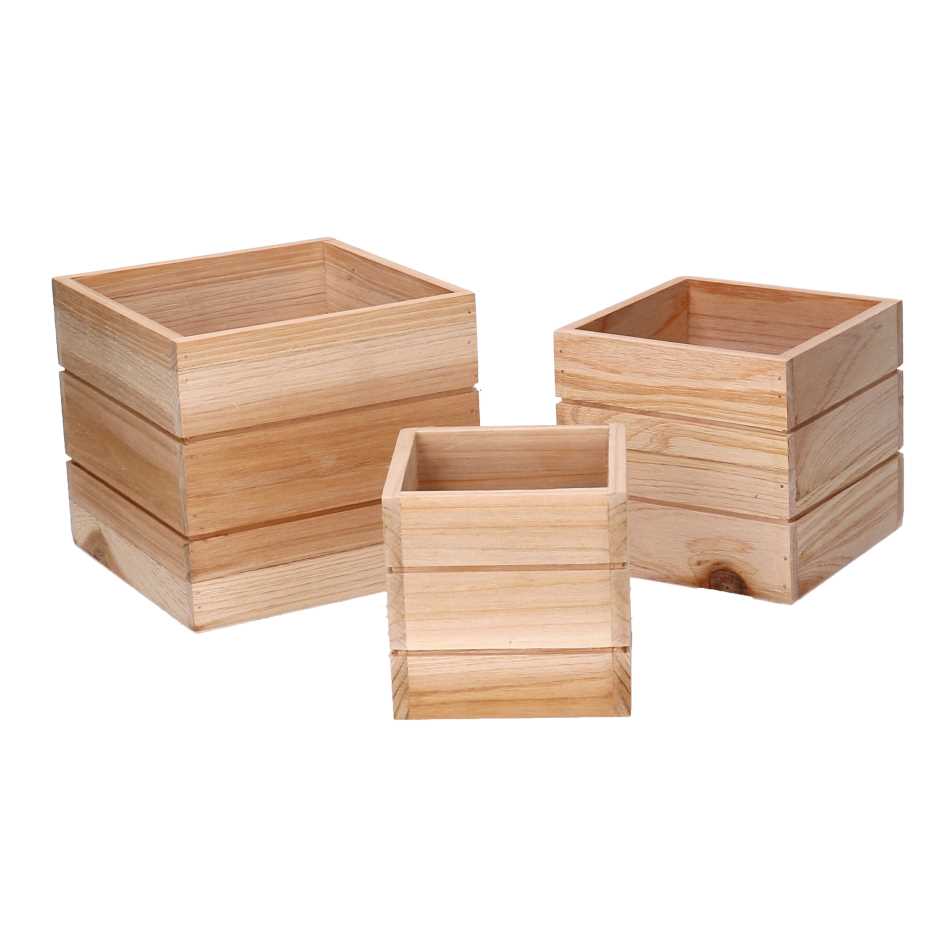 Cassetto in Legno Quadrato Naturale 15,5x15,5x14 cm