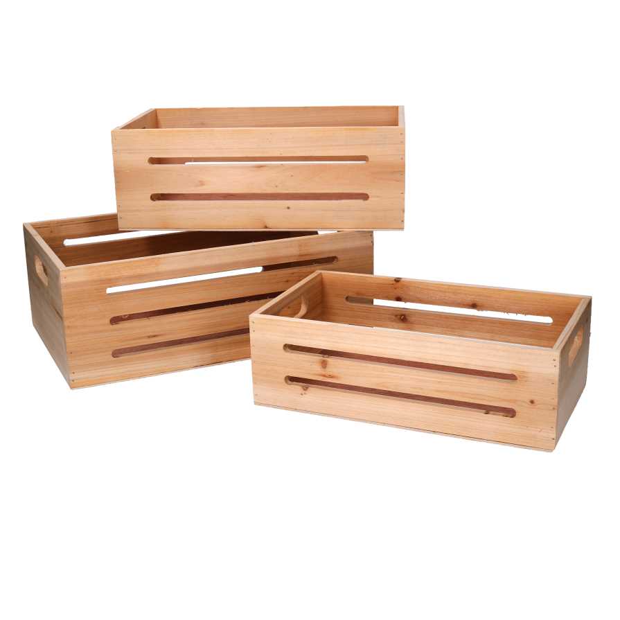 Cassetto in Legno Naturale Rettangolare 38x25h14 cm