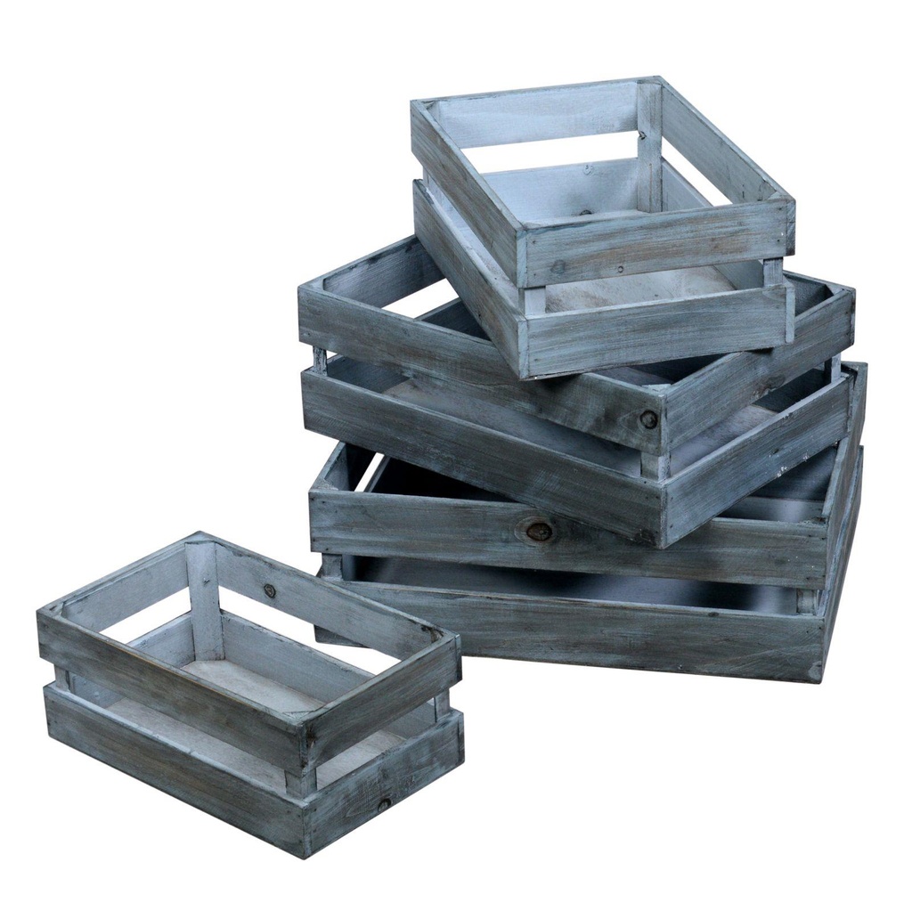 Cassetto Legno Azzurro Rettangolare 45x36x14,7 cm