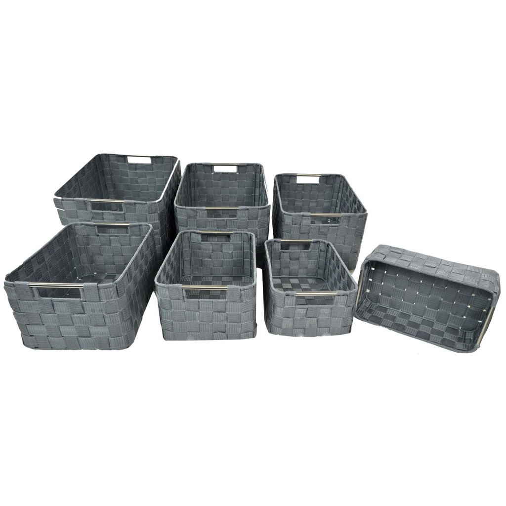 Cassetto grigio in poliestere 1-7 con maniglie in metallo cm38x28h21