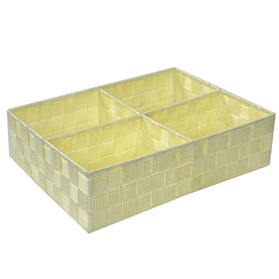 Cassetto Organizzatore Crema con 4 Scomparti - 37x27x10 cm