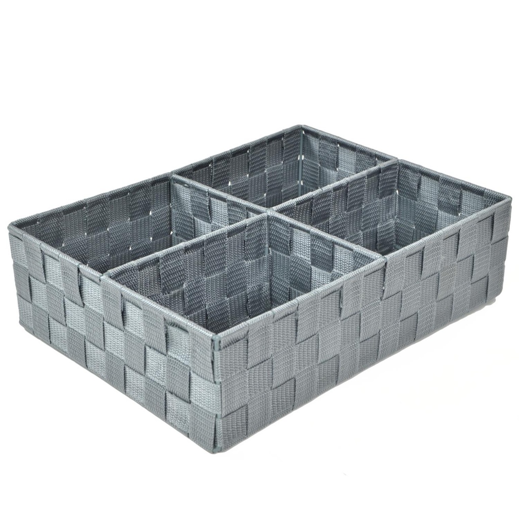 Cassetto Grigio con 4 Scomparti - 37x27x10 cm