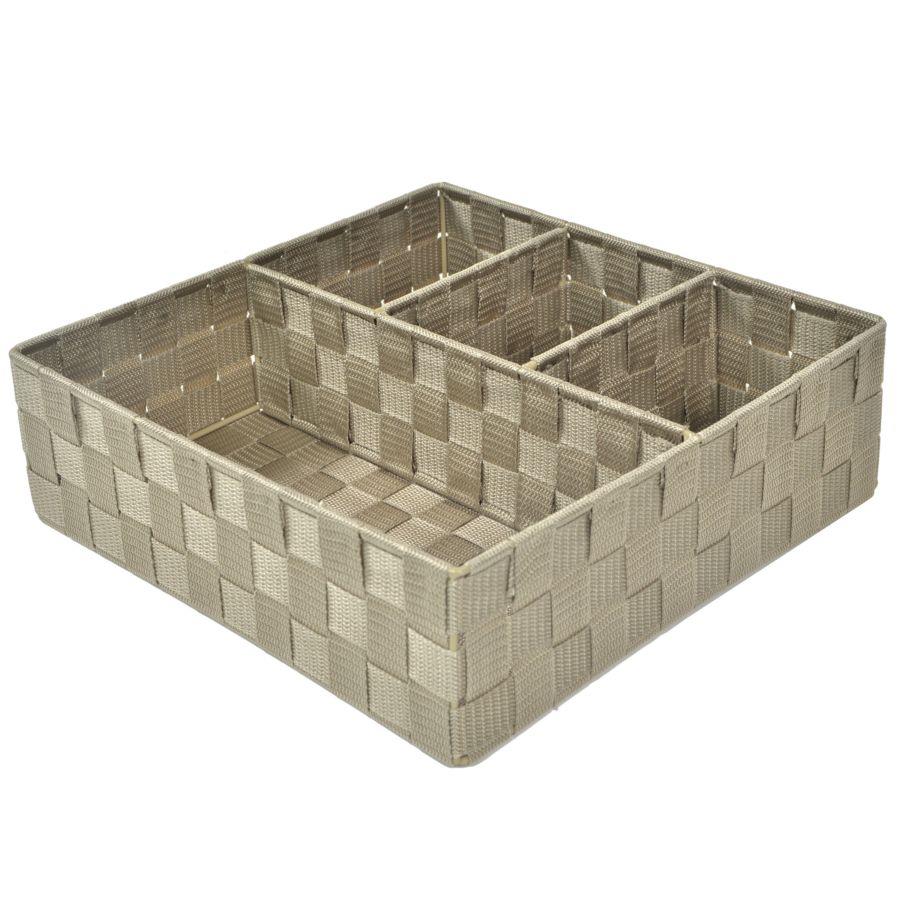 Cassetto Quadrato in Poliestere Tortora 32x32x10 cm