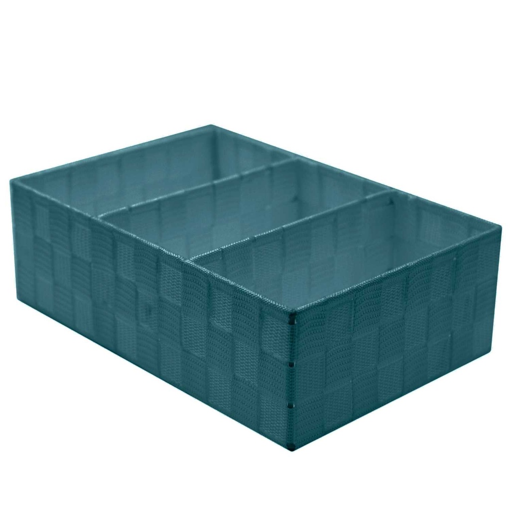 Cassetto verde acqua con 3 scomparti rettangolare cm31x21h10