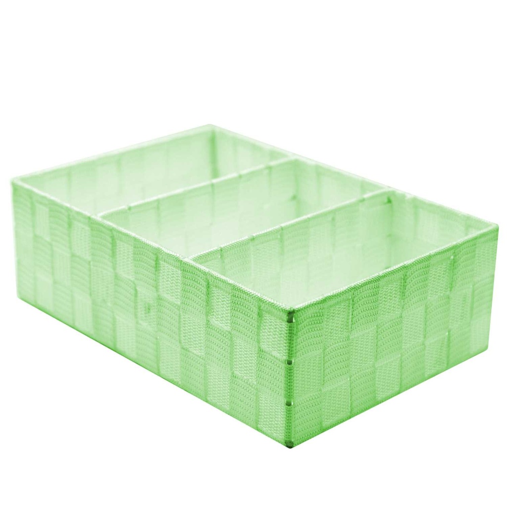Cassetto verde chiaro con 3 scomparti rettangolari 31x21x10 cm