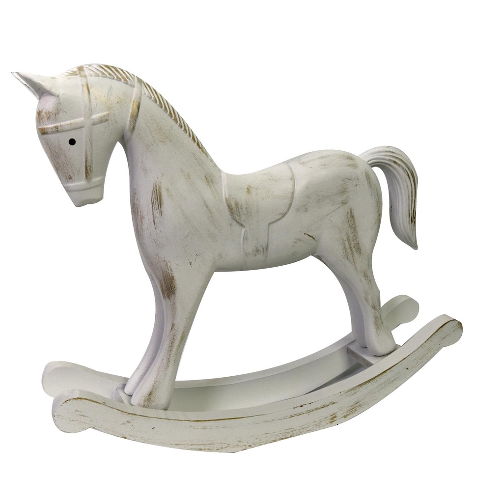 Cavallo a Dondolo in Legno Bianco cm26,5x6,5h23