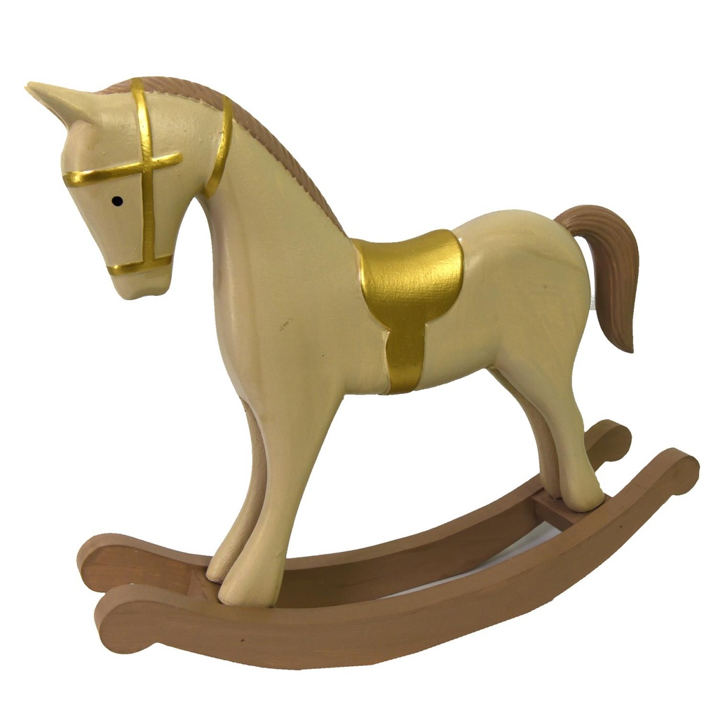 Cavallo a Dondolo in Legno Oro Beige cm26,5x6,5h23