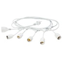 Cavo per esterno 5 metri con 5 portalampada E27 bianco