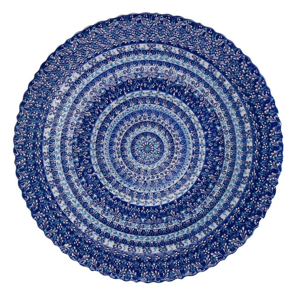 Centrotavola ceramica blu tondo 40x4 cm