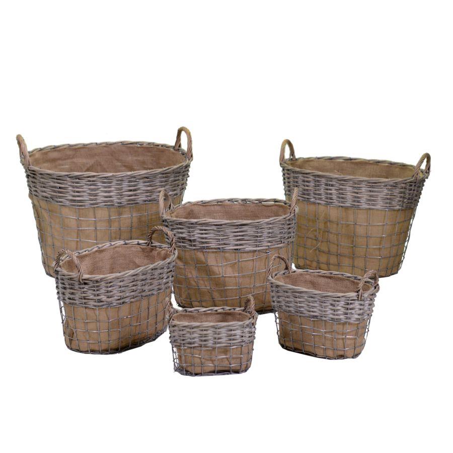 Cesta vimini grigio ovale cm54x42h38-53
