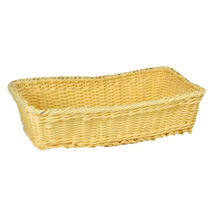Cesto espositore rettangolare in polirattan naturale cm40x20h10