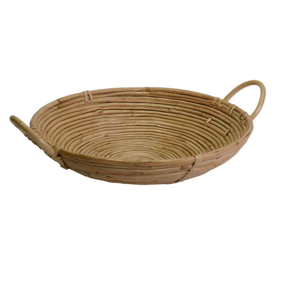 Cesta in giunco naturale con manici tondi 30x7x30 cm
