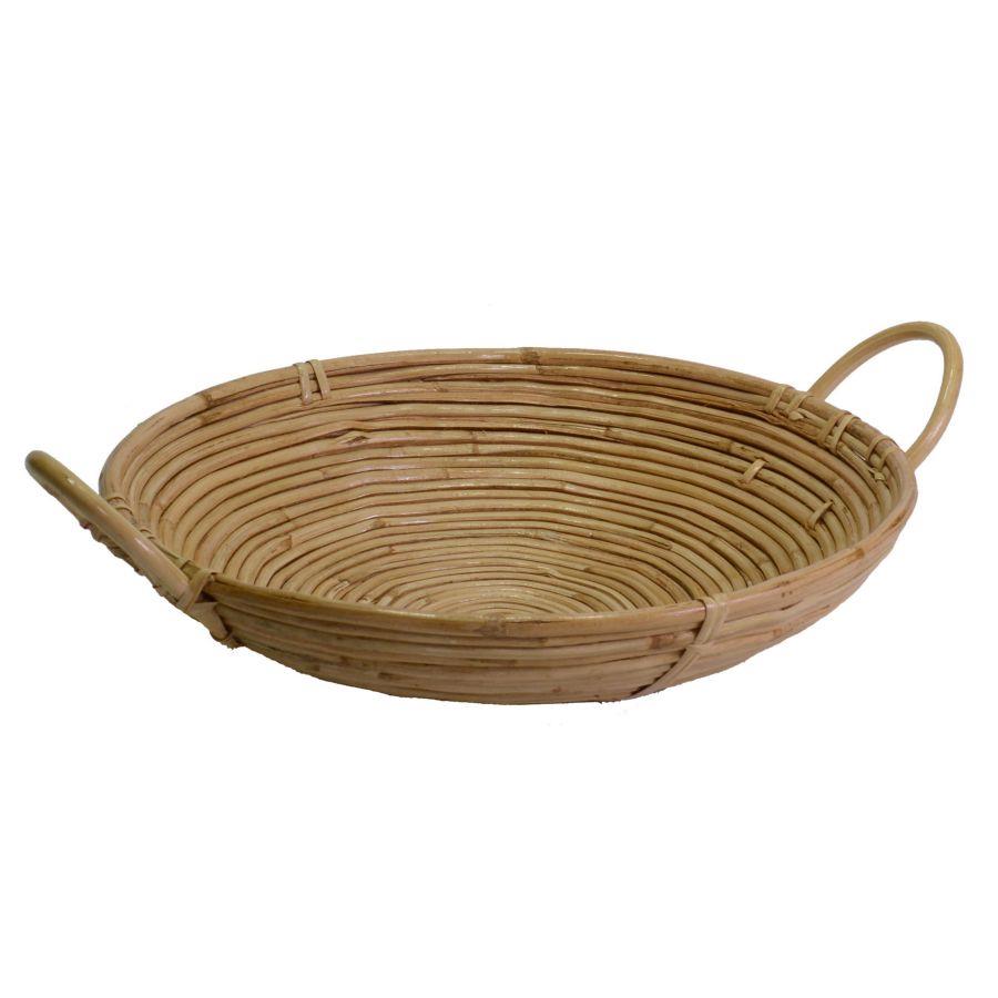 Cesta in giunco naturale con manici tondi ø35xh8x35