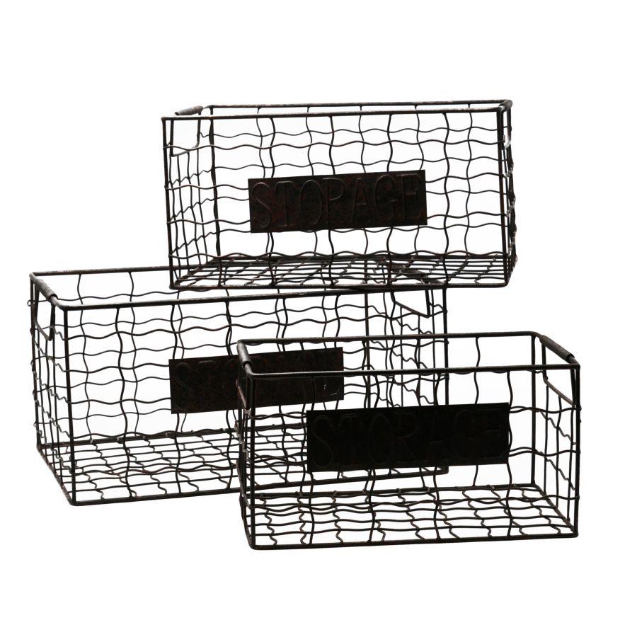 Cesta rettangolare marrone in metallo 1-3 cm40x28h20