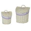 Cesta pensile in vimini a forma di mezzaluna lavanda cm28x21h22-29