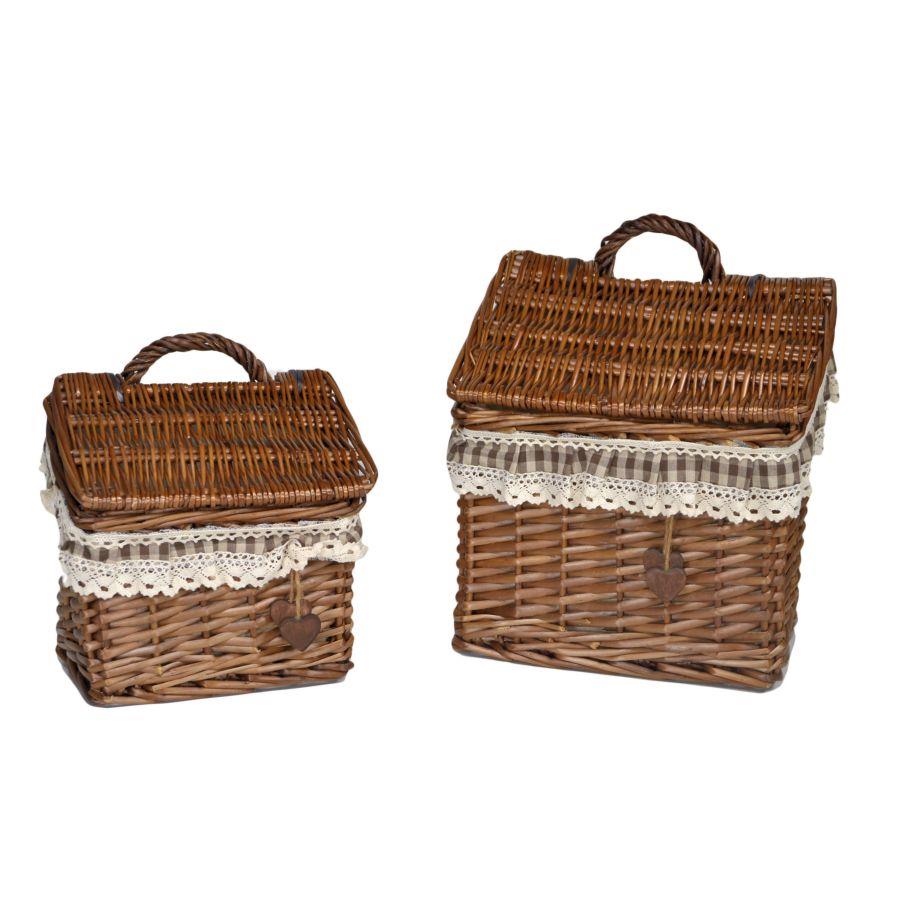 Cesta pensile vimini 1-2 rettangolare noce cm27x19h29-22