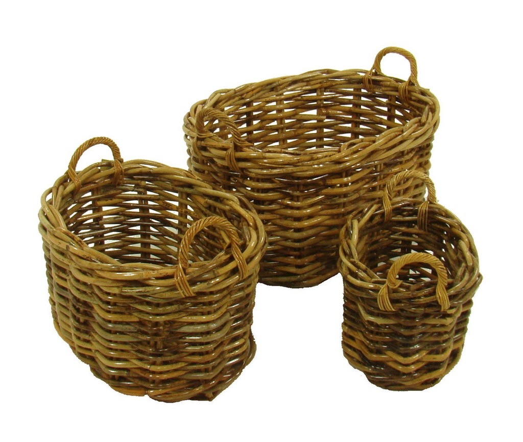 Cesta portalegna ovale in rattan Alaska 1-3, cm79x61h41