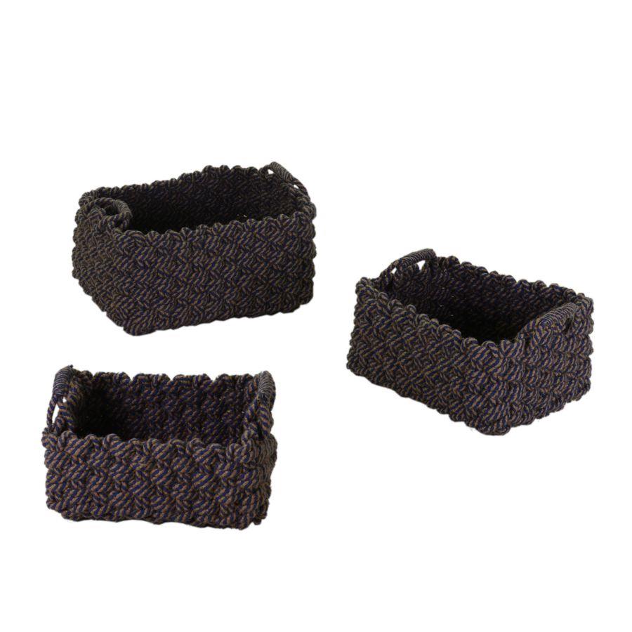 Cesta in tessuto 1-3 blu crema rettangolare 40x30h23 cm