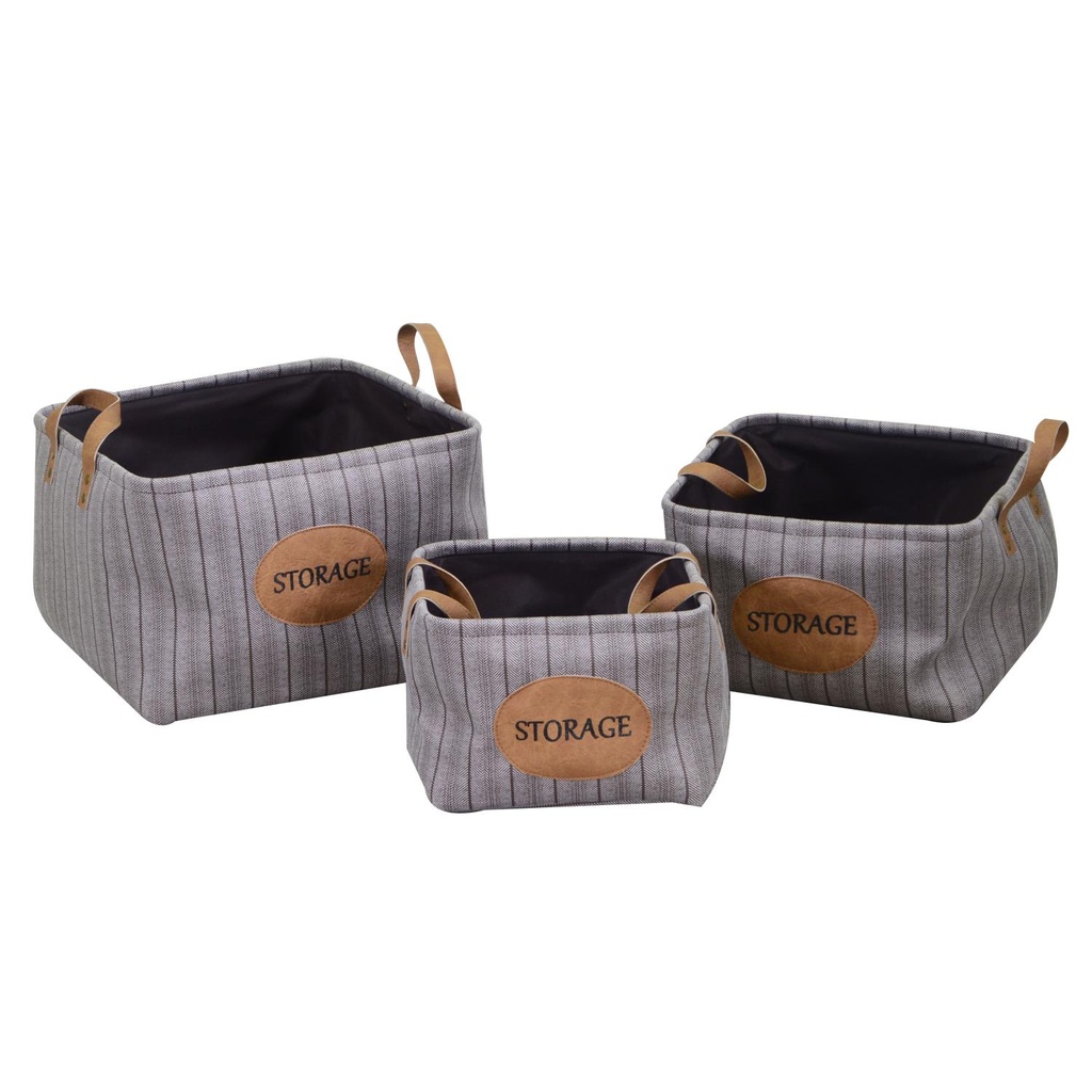Cesta in tessuto grigio quadrata 35x35x30 cm