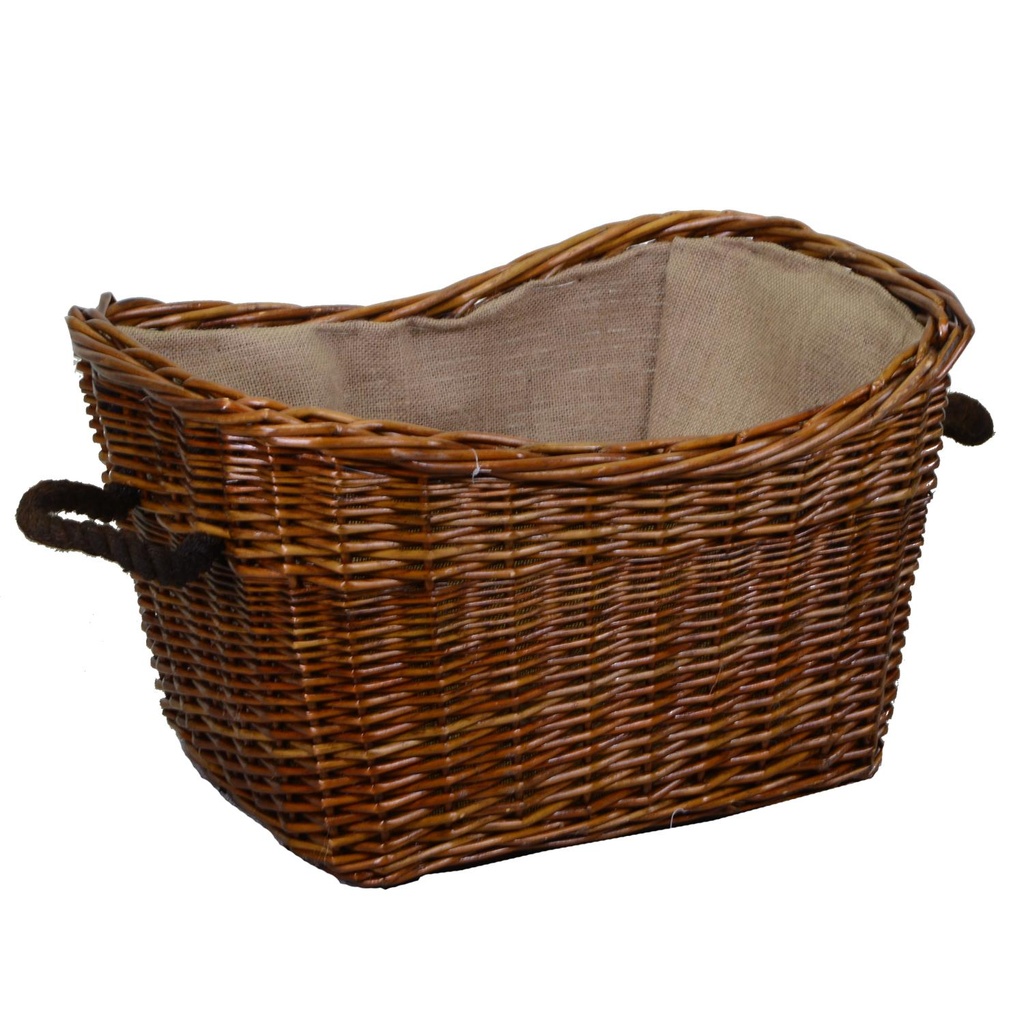 Cesta in vimini con fodera in juta e manici in corda marrone rettangolare 58x42h34 cm