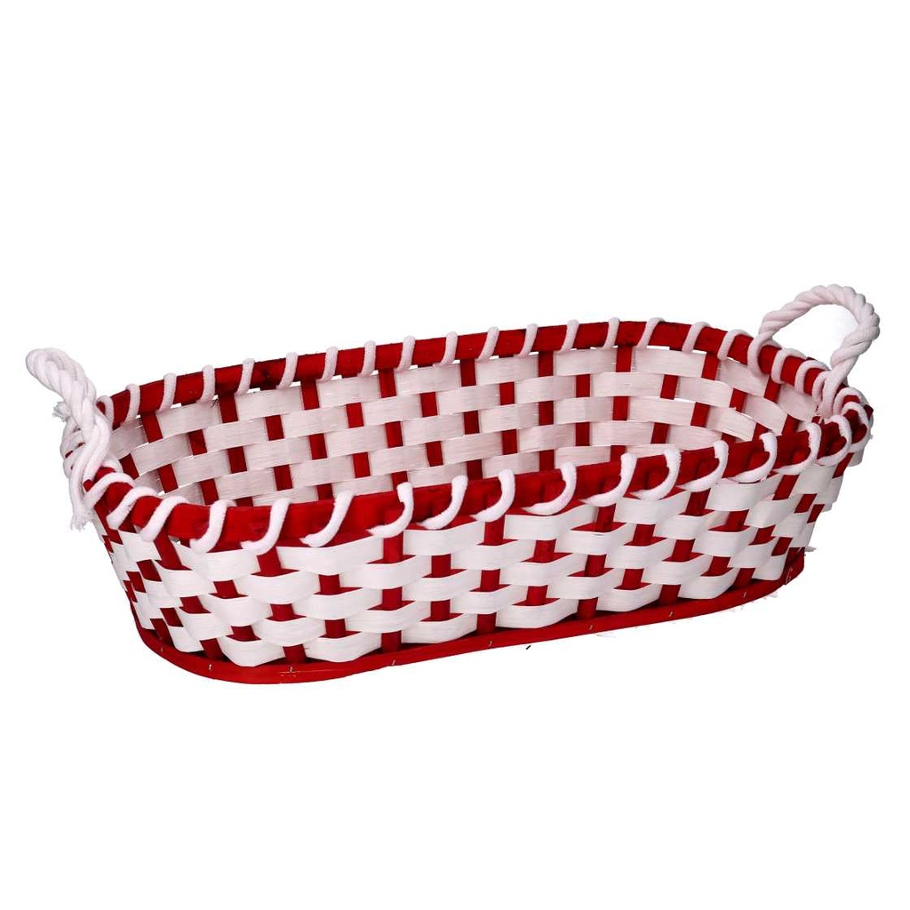 Cesta ovale in vimini rosso 55x43x13 cm