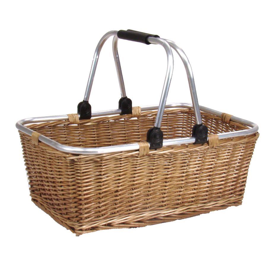 Cesta in vimini per la spesa 50x32x20 cm con manici mobili