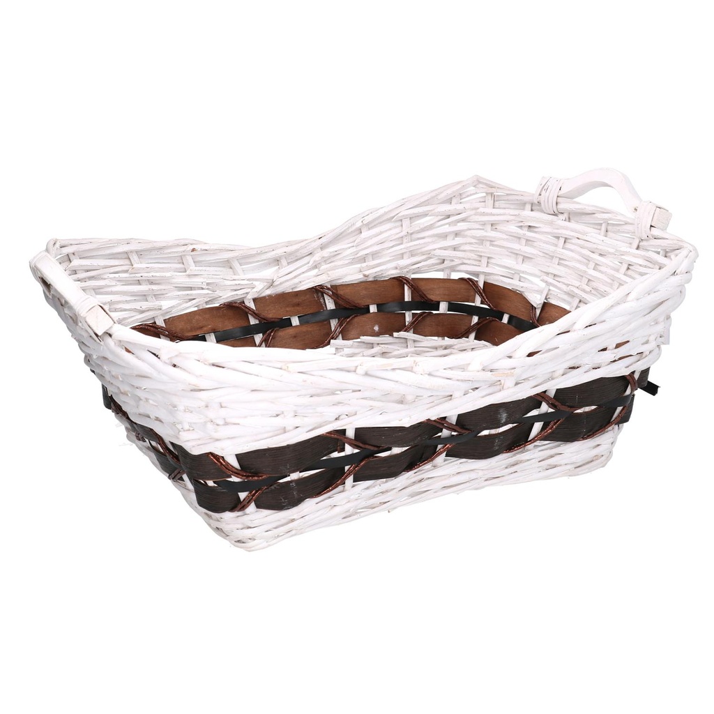 Cesta in vimini bianco rettangolare 51x38x19 cm
