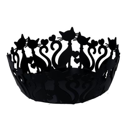 Cestina Metallo Gatti Nero Tondo ø20h7