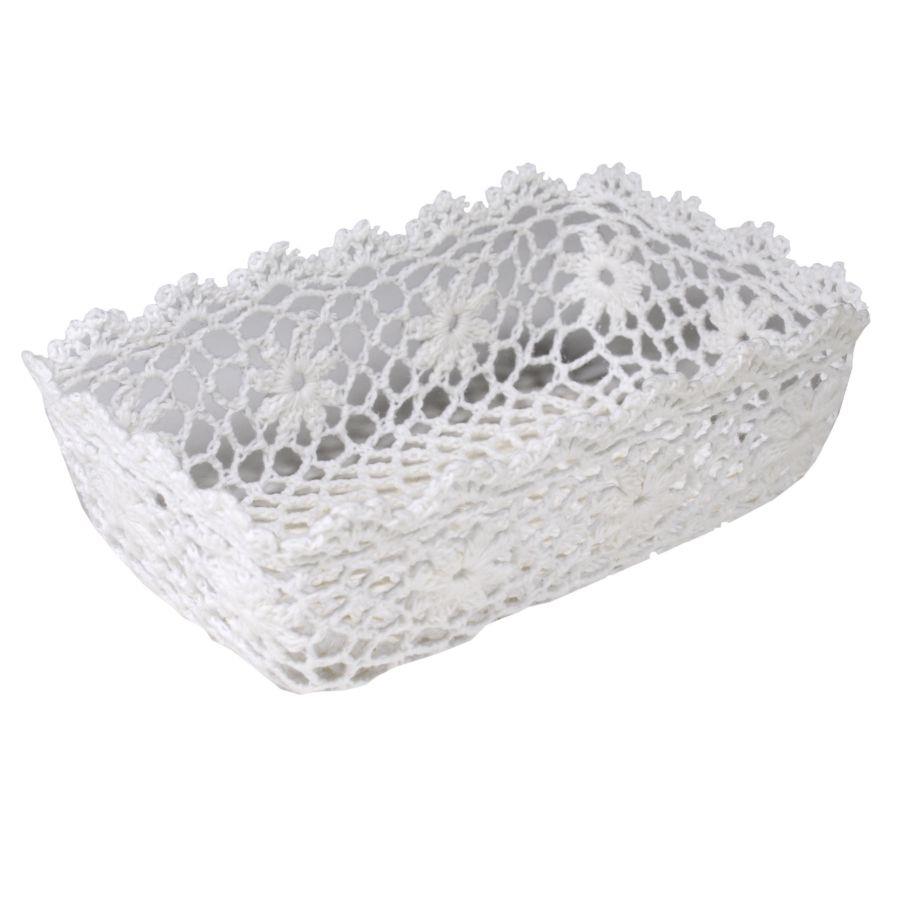 Cestina rettangolare in pizzo, 32x21x7 cm