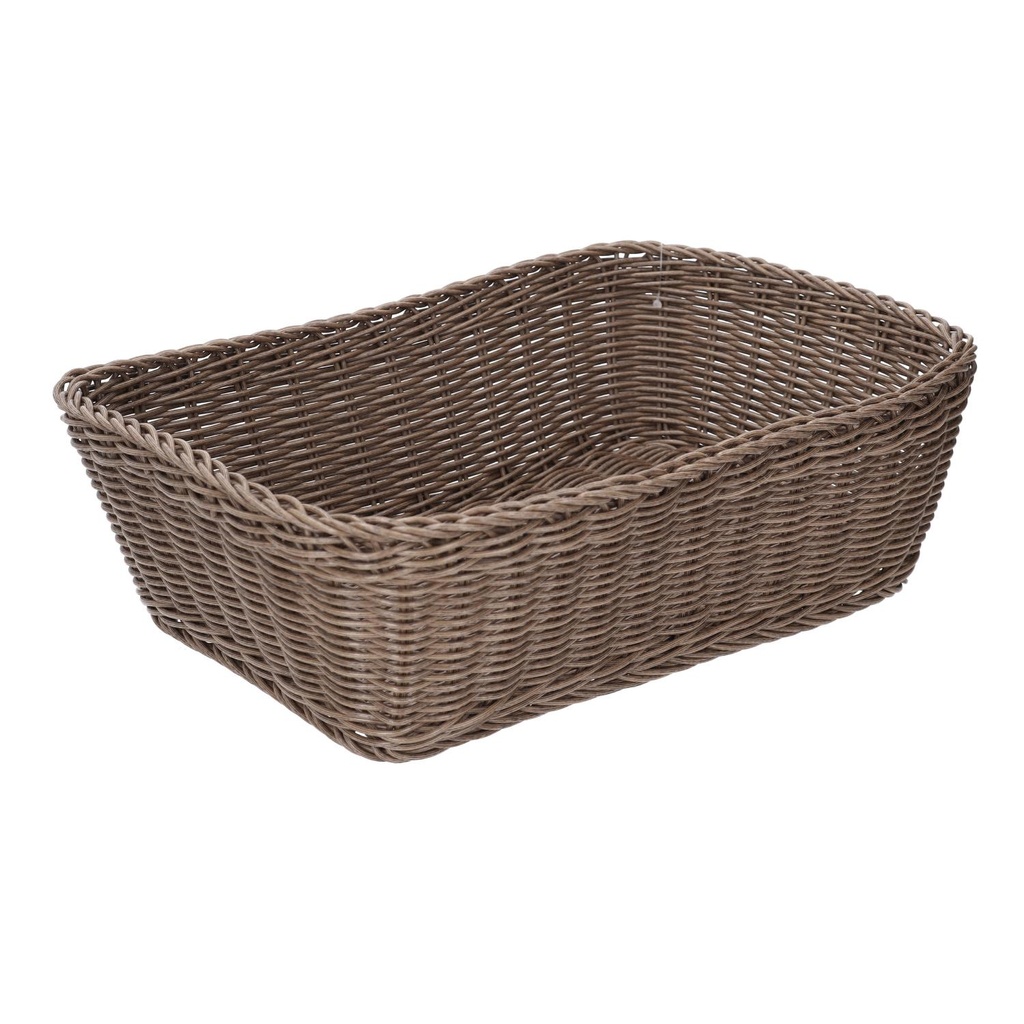 Cestino rettangolare in polirattan marrone cm36x26h10