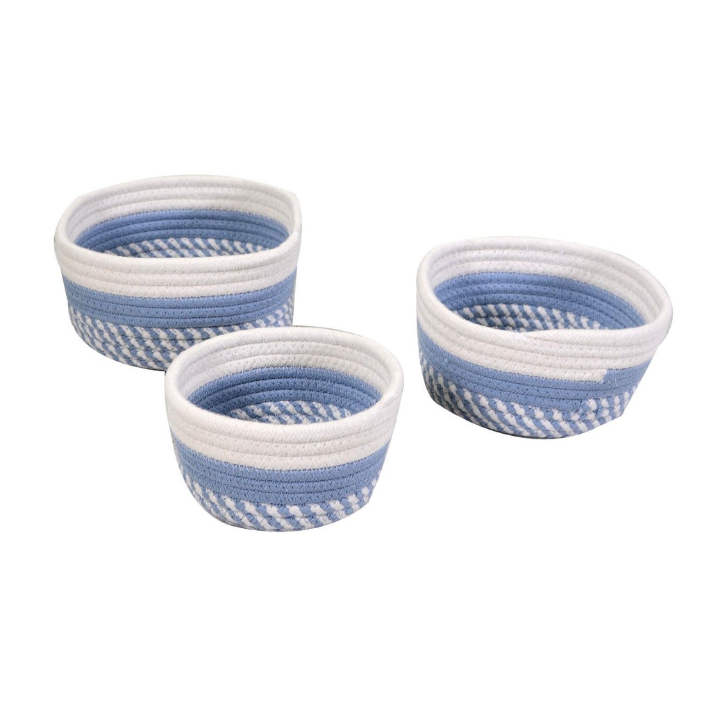 Cestina tessuto azzurro bianco tondo cmø20h9