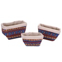 Cestino in tessuto con 1-3 decorazioni quadrate 16x16h14 cm