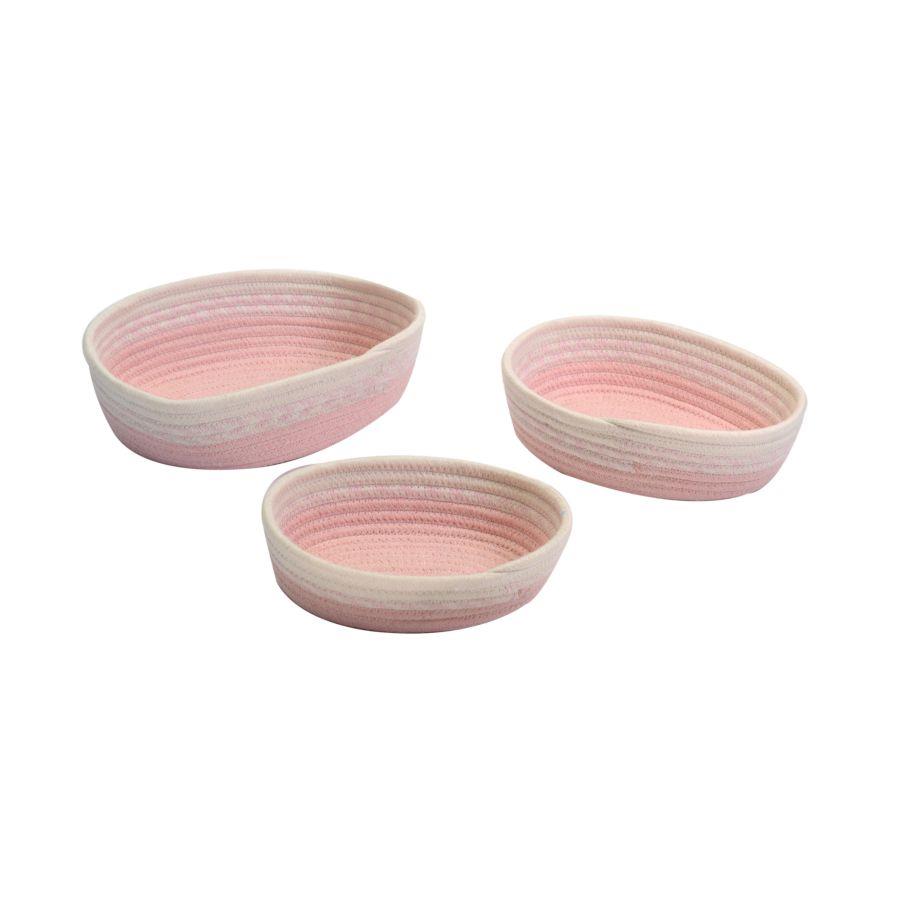 Cestina rosa ovale in tessuto 28x23h7,5 cm