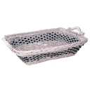 Cesto intrecciato in vimini azzurro bianco rettangolare 53/59x38h13 cm