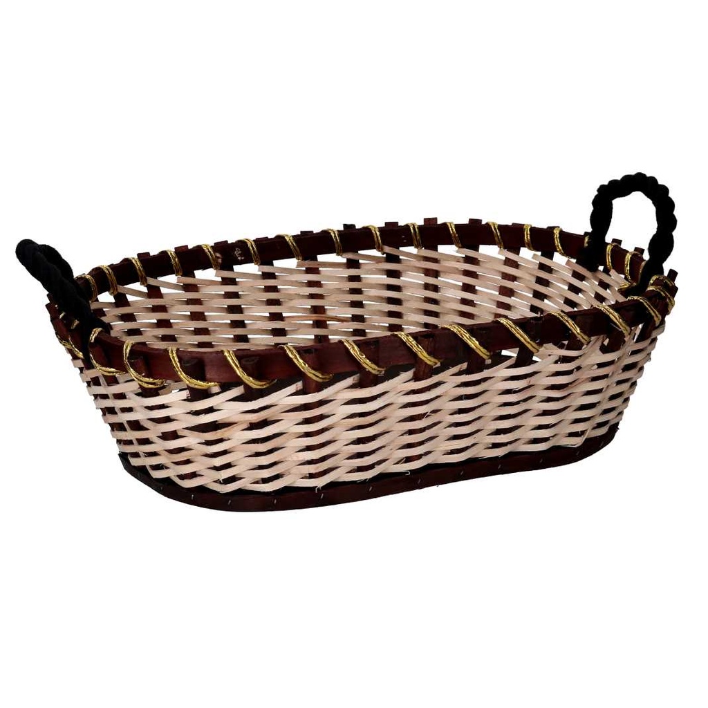 Cesto in vimini ovale noce crema 50x38x13 cm