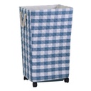 Cestone tessuto azzurro rettangolare con rotelle 40x30x70 cm